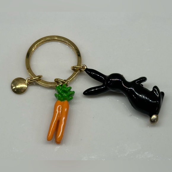 NWOT J. CREW Adorable Enameled Rabbit & Carrot Keychain - Picture 6 of 7